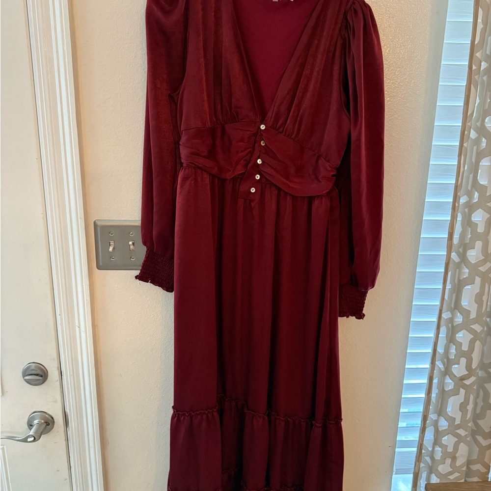 Altar'd State Deep burgandy  Long Sleeve Dress